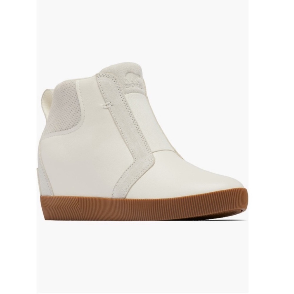 Sorel Out & About Pull On Wedge Booties Sea Salt White & Gum 2 Women’s Size 8.5 - Picture 1 of 13